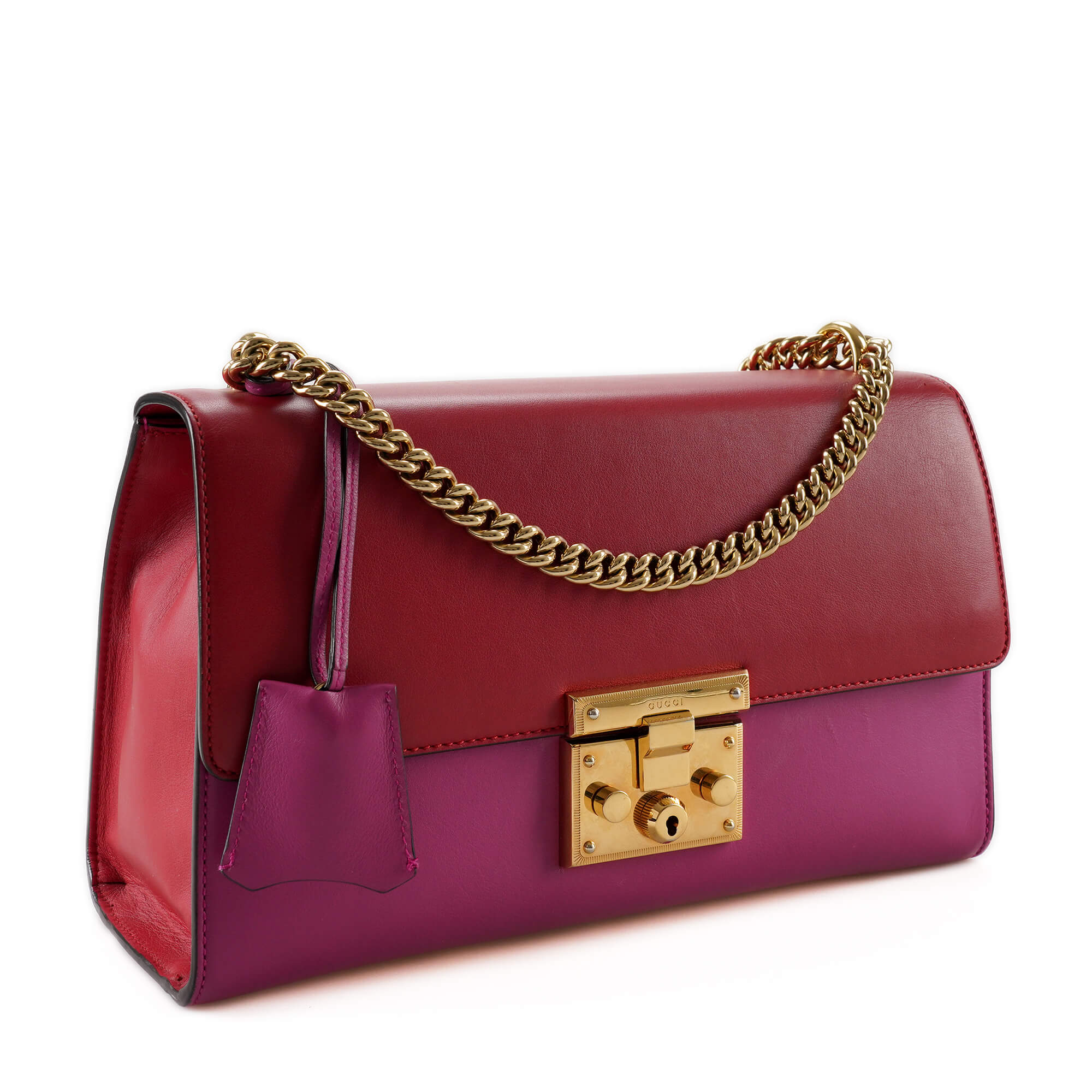 Gucci - Pink and Red Leather Lined Padlock Bag